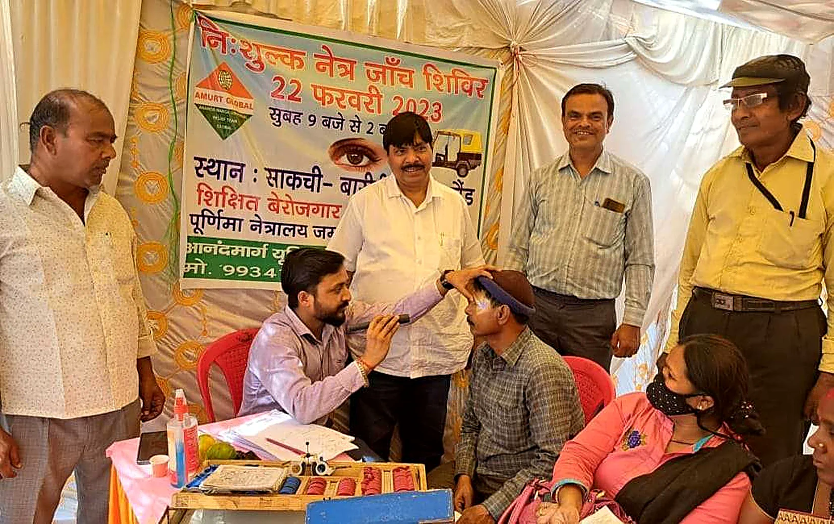 Patients being screened at a free eye camp