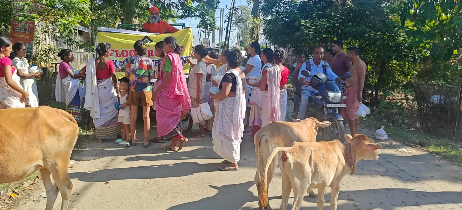 Morning procession through the village lane